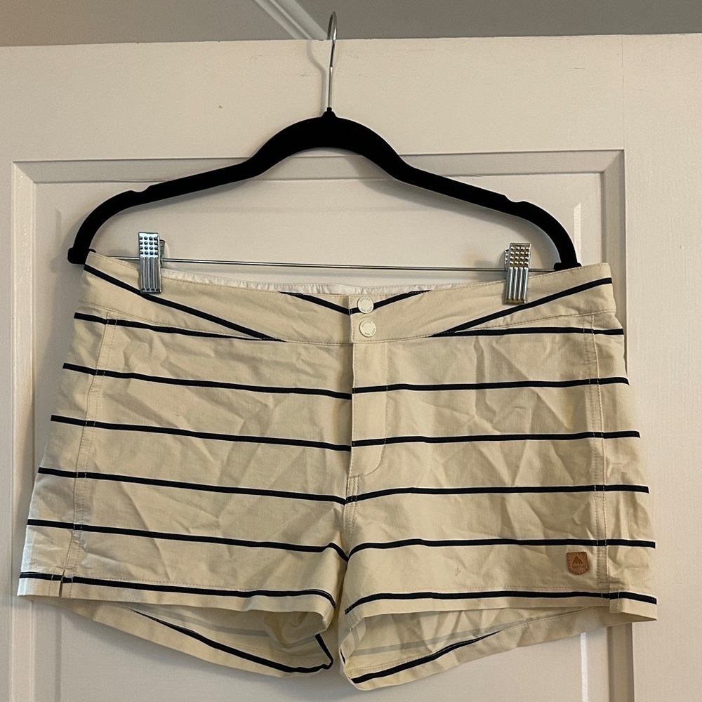 Burton Cream and Black Striped High Waist Shorts